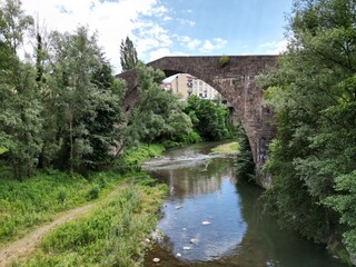 Fototapeta premium Spain, Catalonia, girona, Sant Joan de les Abadesses, Girona, middle ages, church, bridge, el pont vell