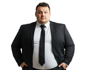 confident businessman in formal suit stands with hands on hips, exuding professionalism and authority. His serious expression conveys determination and focus