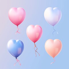3D E-commerce icon, balloons icon. balloons in neon design. pastel gradient balloons isolated on white background. holographic icon in minimalistic design. stickers with 3D render balloons