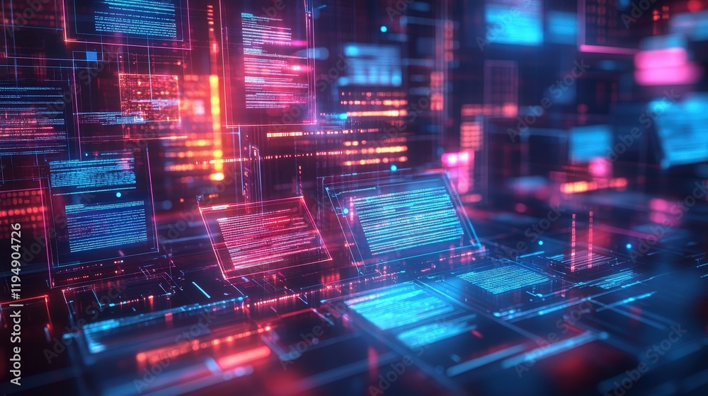 Poster futuristic digital interface representing online document approval process using ai technology with 