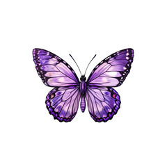 Obraz premium Purple Monarch Butterfly: A vibrant purple monarch butterfly with intricate wing patterns takes flight against a crisp background, symbolizing transformation and beauty. 