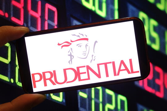 Konskie, Poland - December 30, 2024: Prudential plc company logo displayed on mobile phone