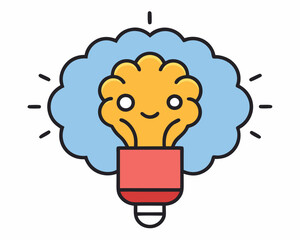 Cute Lightbulb Icon Representing Creativity and Bright Ideas
