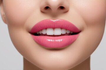 Obraz premium there is a close up of a woman's lips with a pink lip