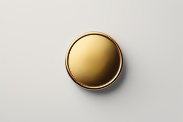 a close up of a gold button on a white surface