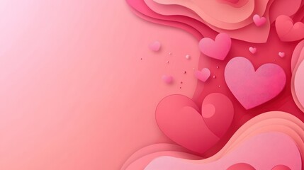 Romantic Red Hearts on Soft Pink Background for Love Concept