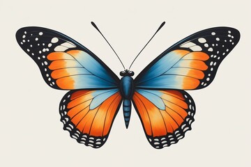 there is a butterfly that is painted on a white background