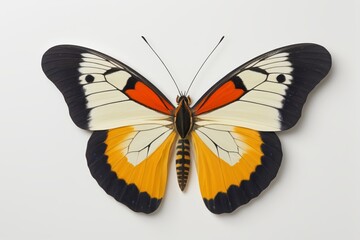 there is a butterfly that is sitting on a white surface