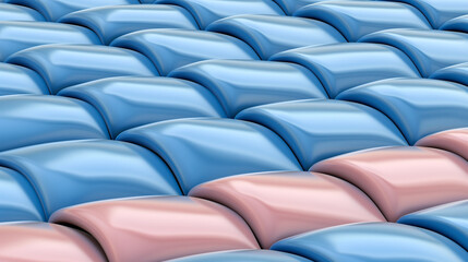 Fototapeta premium Wavy 3D pattern of blue and pink pillowed shapes