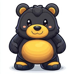 Obraz premium Adorable Cartoon Black Bear Cub Standing