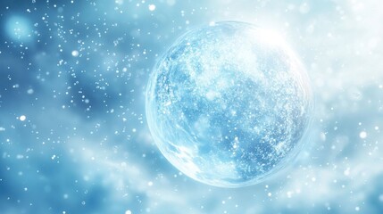 A glowing blue spherical object.