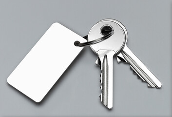 Dwa klucze z etykietą na szarym tle 