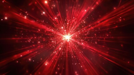 A polished red background with radiant snowflake patterns and glowing light streaks.