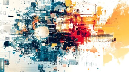 Fototapeta premium Abstract Digital Art Background Red Orange Blue Grunge Texture Modern Design High Resolution Graphic Illustration Vibrant Colors Artistic Composition 