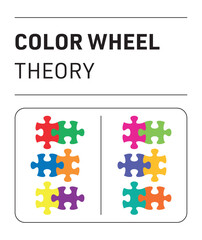 Vector puzzle color wheel theory twelve colors