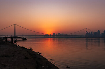 Sunset over Wuhan Yangtze River