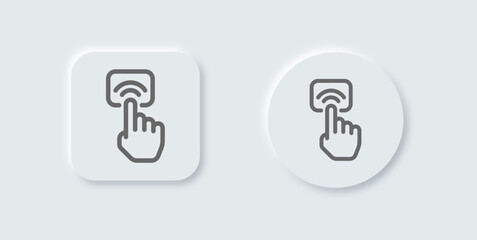 Tap line icon in neomorphic design style. Technology signs vector illustration.