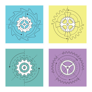 Various abstract vector gear wheel background set