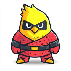 Obraz premium A Cute Yellow Chick Superhero in Red Attire