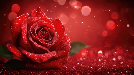 Naklejka premium A rich red background with shimmering sparkles and glitter effects, creating an elegant and celebratory mood.