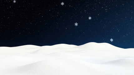 Naklejka premium Snowy landscape under starry night