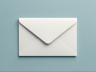 A minimalist white envelope resting on a soft blue background, symbolizing communication and correspondence