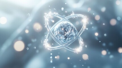 Obraz premium Abstract atom concept with glowing design.