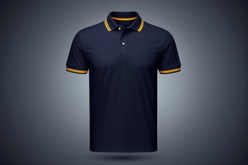 a close up of a polo shirt with a yellow stripe on the collar