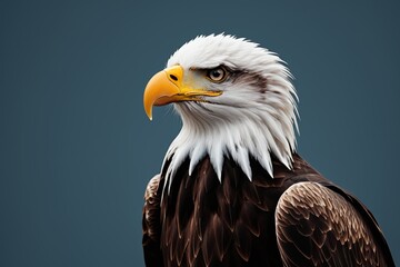 Obraz premium there is a bald eagle that is standing on a blue background