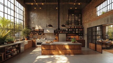 [Modern open concept kitchens with large dining tables and skylights] Modern Open Concept Kitchen with Large Dining Area and Natural Light