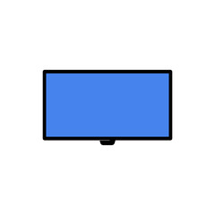 Flat Screen Television In Flat Vector Illustration Symbolizing Home Entertainment, Technology, And Media Consumption, Isolated On White Background