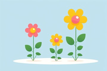 there are three flowers that are growing out of the ground