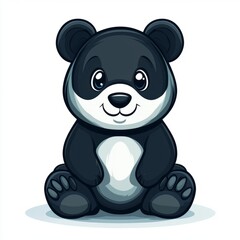 Obraz premium Adorable Cartoon Panda Sitting Calmly
