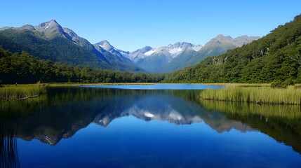 Fototapeta premium view too the mounten from the lac 