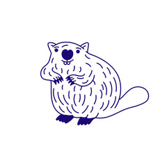 Vector logo design template and graphic elements for advertising, branding, posters and banners, doodle cartoon illustration with smiling character and mascot, pet shop emblem, funny beaver © venimo