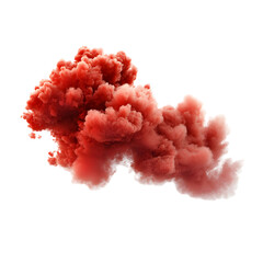 Fototapeta premium Red Smoke Cloud Explodes, Isolated on White Background, Digital Graphic Resource, Transparent PNG.