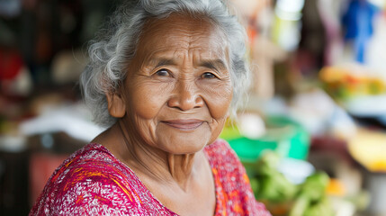 Elderly Asian woman with warm smile. Perfect for cultural diversity and aging with dignity