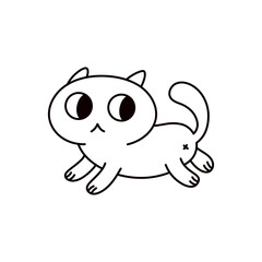 Vector logo design template and graphic elements for advertising, branding, posters and banners, doodle cartoon illustration with smiling character and mascot, pet shop emblem, funny cat