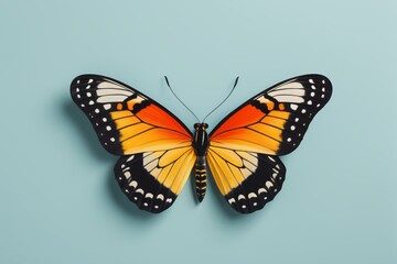 Obraz premium a close up of a butterfly on a blue surface