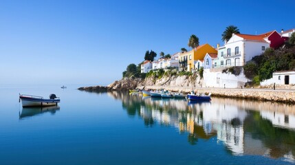 Obraz premium Coastal Town with Colorful Houses