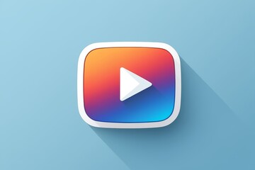 a flat icon with a play button on a blue background