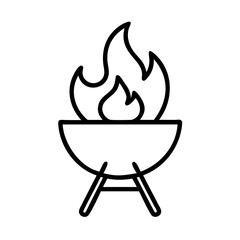 bbq flame icon, bbq flame line art - simple line art of bbq flame, perfect for bbq flame logos and icons and themed design 