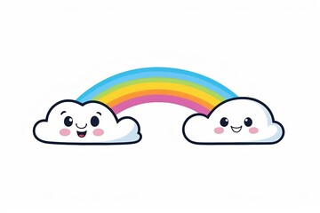 Fototapeta premium there are two clouds with a rainbow in the background