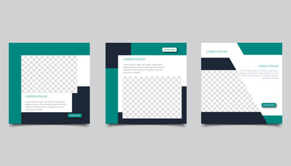 Set of Editable minimal square banner template. suitable for social media post and web internet ads. Vector illustration with photo design