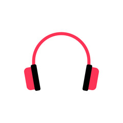 Pink And Black Headphones In Flat Vector Illustration Symbolizing Music, Audio Devices, And Sound Equipment, Isolated On White Background.