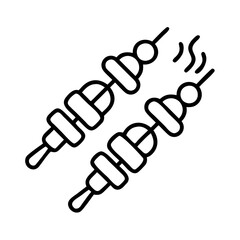 bbq skewers with veggies icon, bbq skewers with veggies line art - simple line art of bbq skewers with veggies, perfect for bbq skewers with veggies logos and icons and themed design 