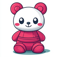 Adorable Cartoon Panda Wearing Red Outfit