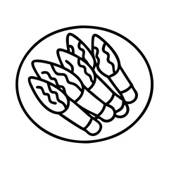 grilled asparagus icon, grilled asparagus line art - simple line art of grilled asparagus, perfect for grilled asparagus logos and icons and themed design 