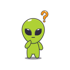 alien is confused. mascot cartoon character vector illustration.