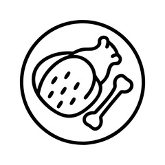grilled chicken icon, grilled chicken line art - simple line art of grilled chicken, perfect for grilled chicken logos and icons and themed design 